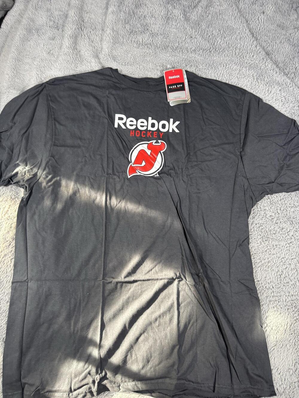 New Jersey Devils Shirt Mens 2XL Black NHL Hockey Reebok Short Sleeve Tee
